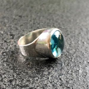 Sterling silver ring with pale blue stone